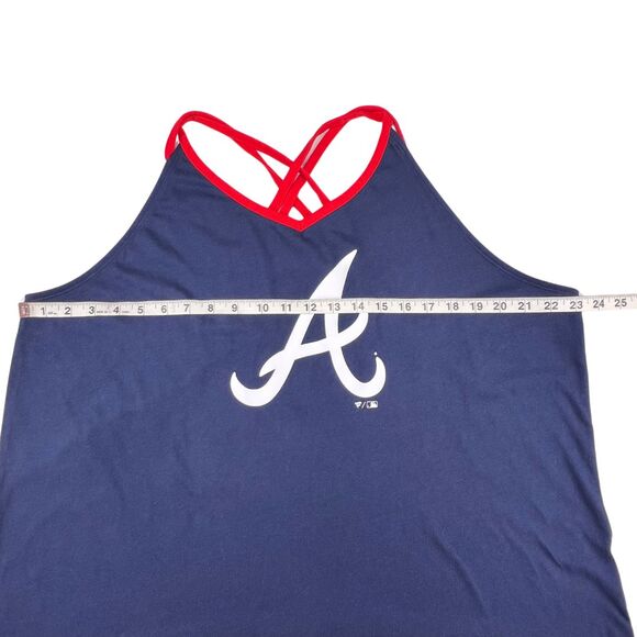 Fanatics Top 3X Blue Atlanta Braves Game Day Barrel It Up Sporty Cross Back Tank - Picture 3 of 7